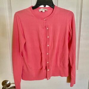 LOFT Coral Button-Up Cardigan